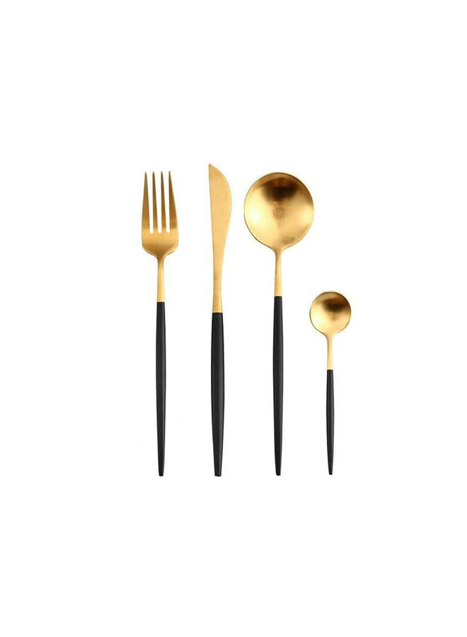 Cutlery gold black matte 16 pieces