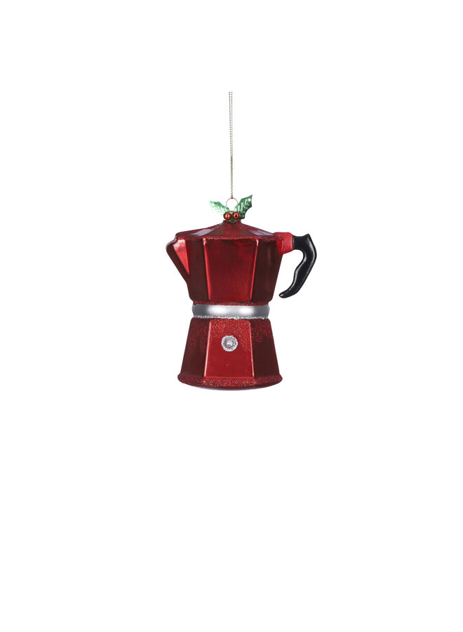 Ornament koffiepot rood