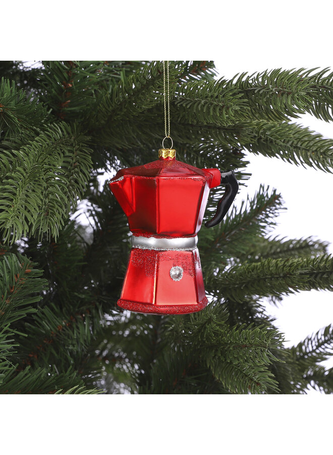 Ornament koffiepot rood