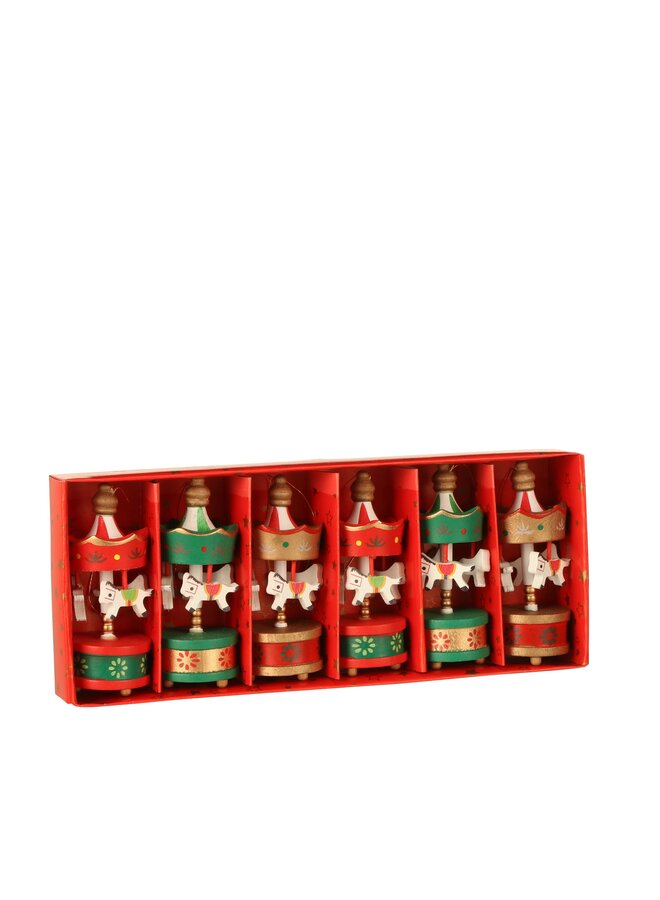 Ornament draaimolen rood 6 stuks