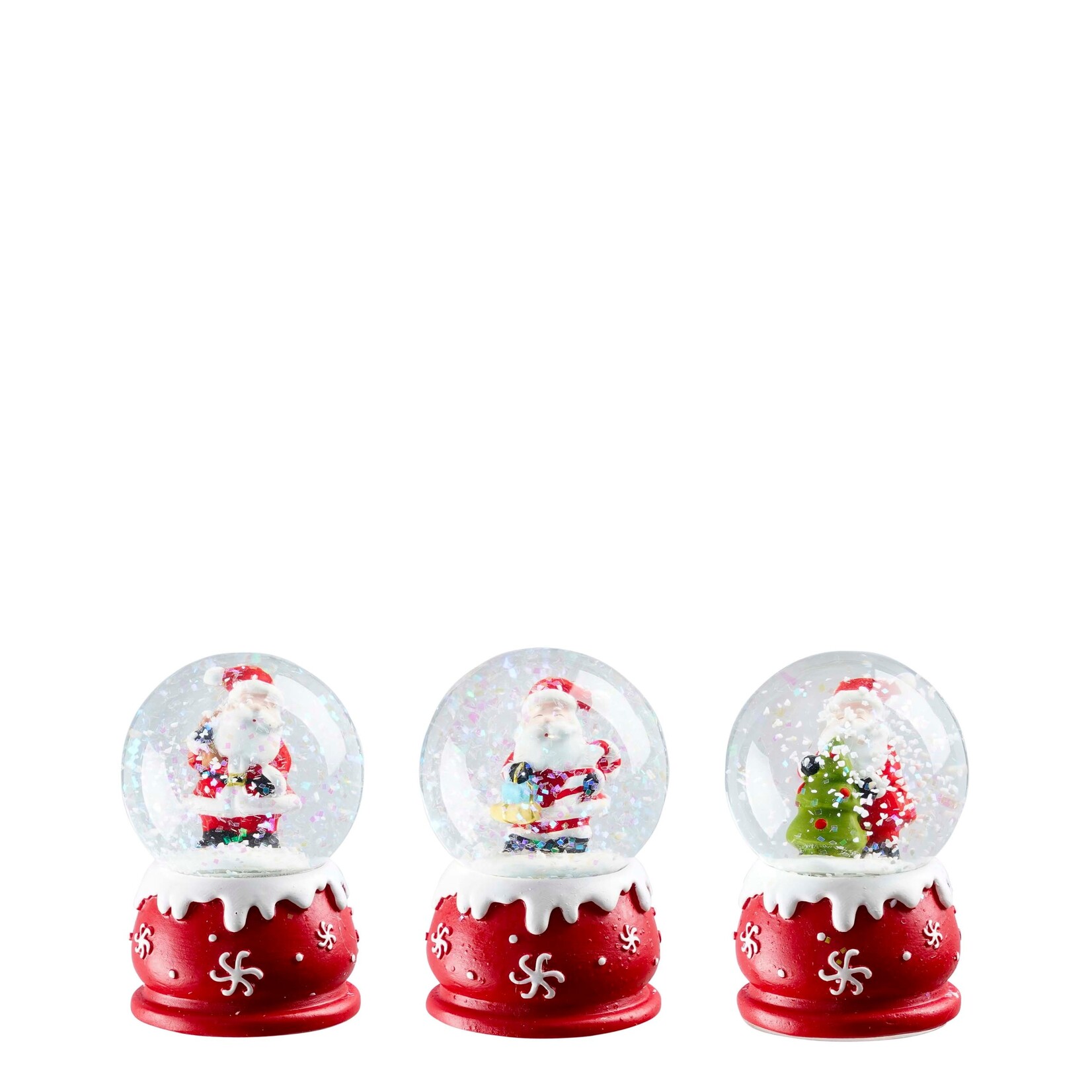 MiCa Decoratie waterbal kerstman rood 3 assorti