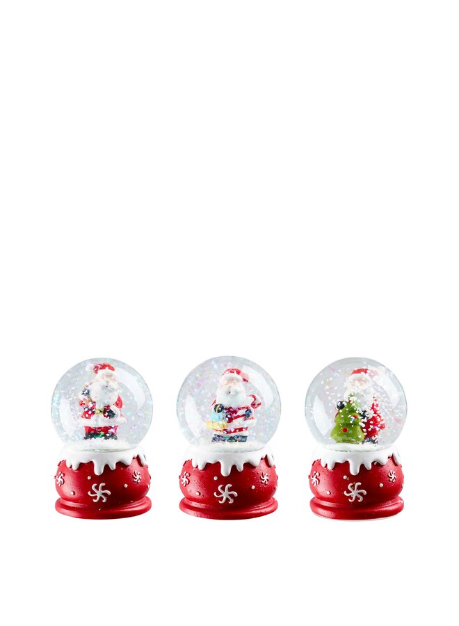 Decoratie waterbal kerstman rood 3 assorti