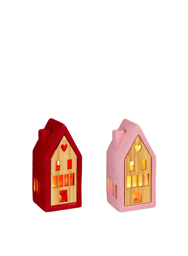 Huis rood roze 2 assorti led battery operated
