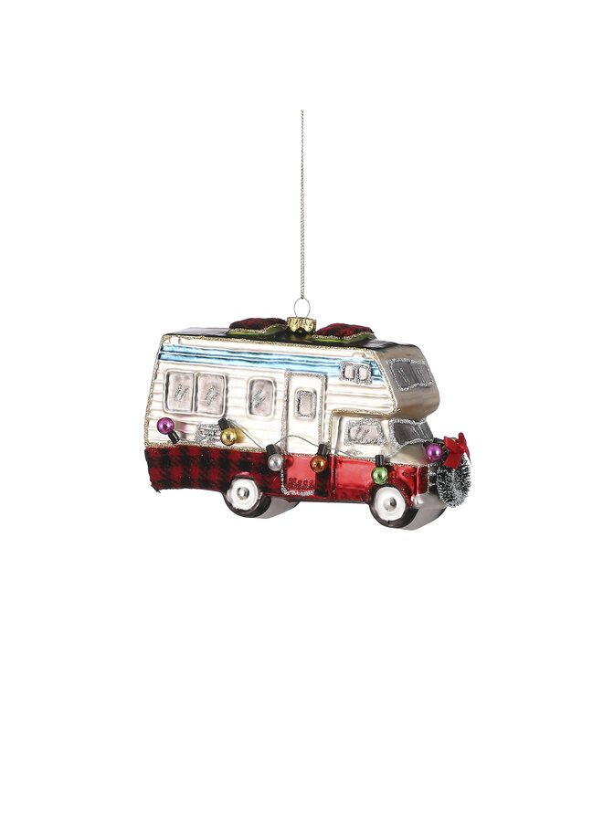 Ornament camper zilver