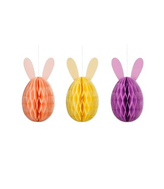 MiCa Ornament konijn paars geel roze 3 assorti FSC Mix