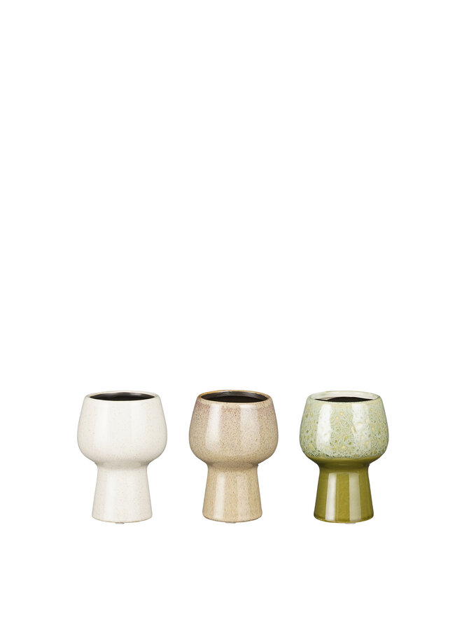 Mundy pot l.groen taupe off white 3 assorti