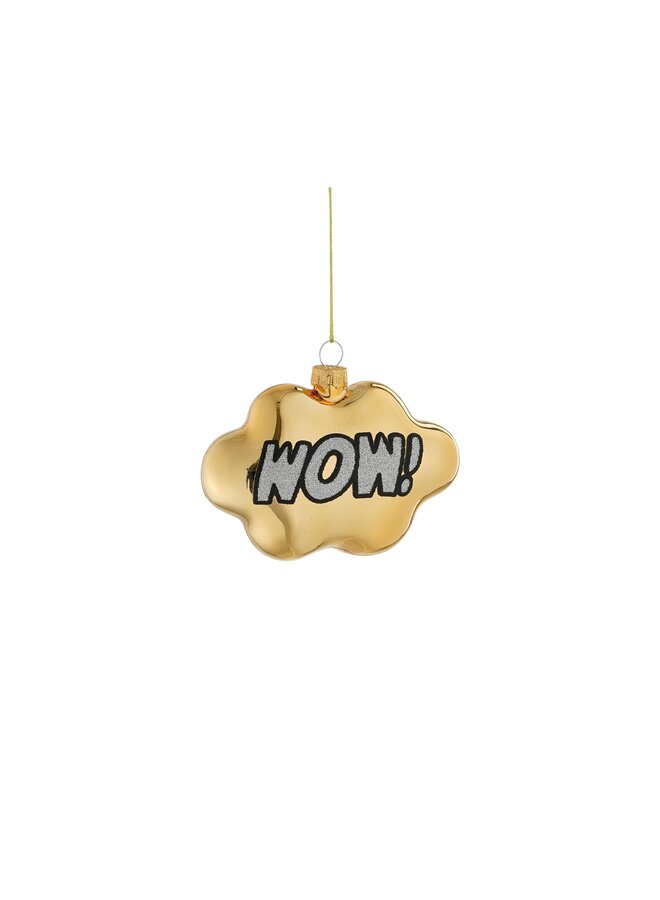 Disco ornament WOW glas goud