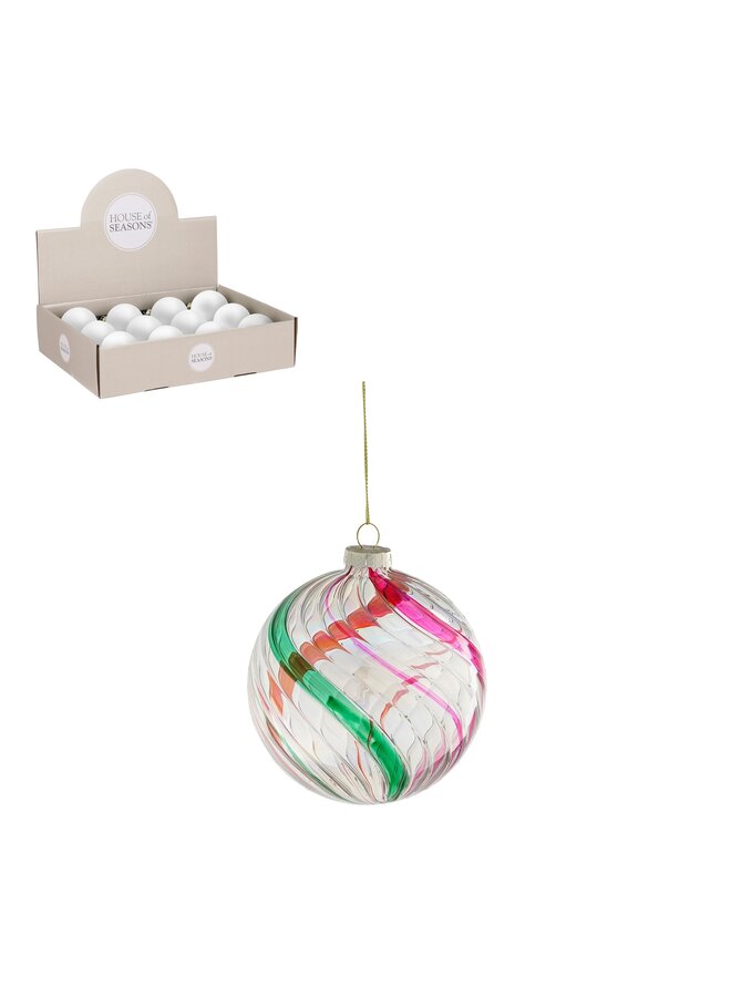 Bal glas roze 12 stuks display