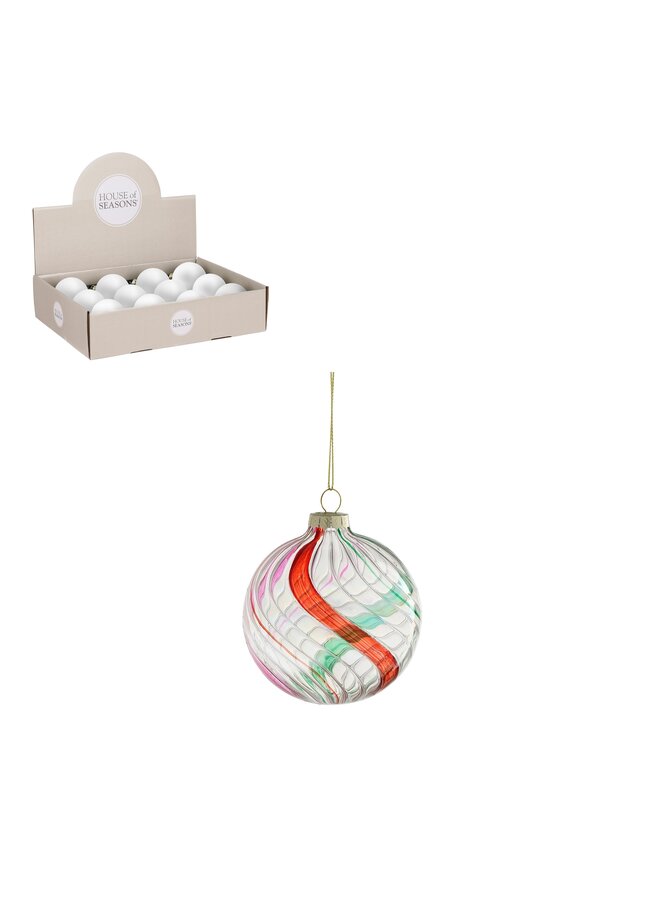 Bal glas roze 12 stuks display