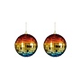 Ornament spiegel bal regenboog blauw 2 stuks