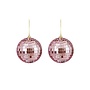 Ornament spiegel bal roze 2 stuks