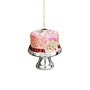 Decoratie ornament taartschaal op voet roze