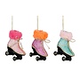 Ornament rolschaats fuchsia groen roze 3 assorti