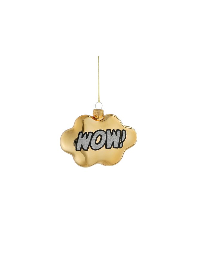 Disco ornament WOW glas goud