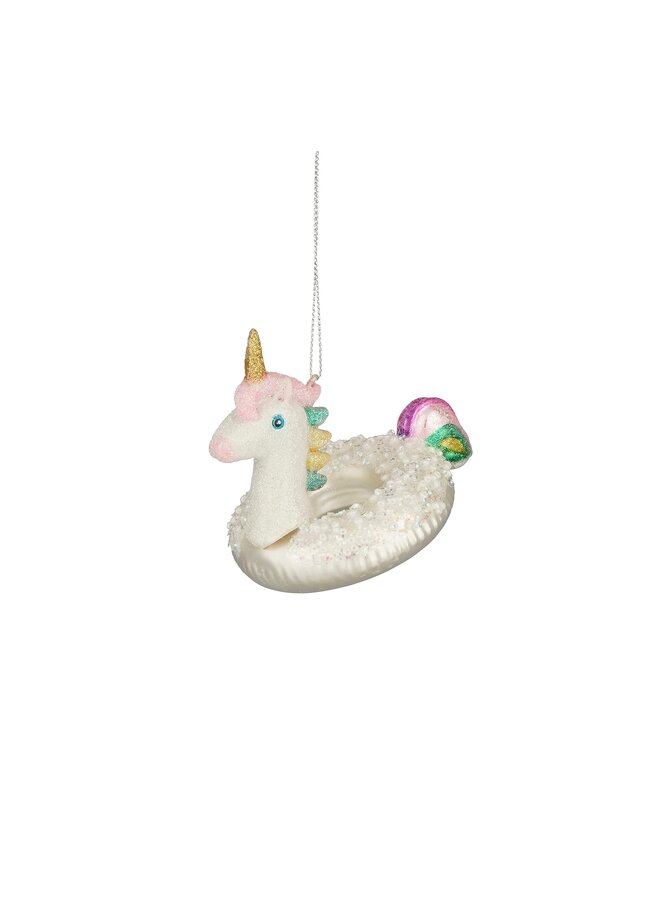 Festival ornament eenhoorn glas wit