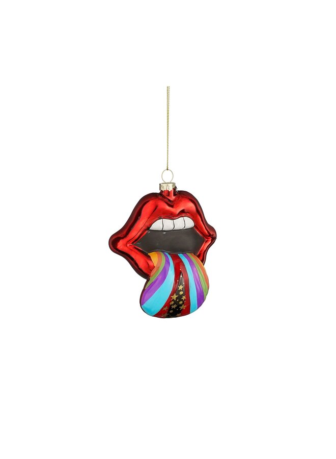 Disco ornament lippen glas rood