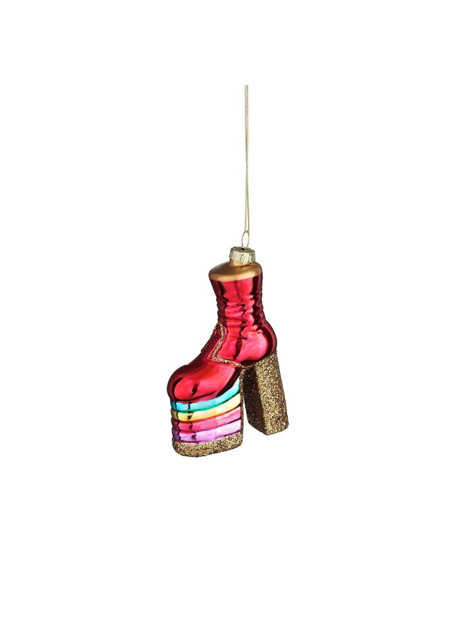 Disco ornament laars glas roze