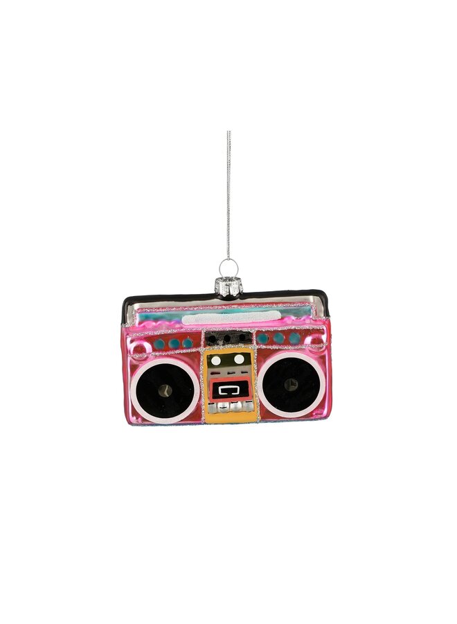 Festival ornament radio glas roze