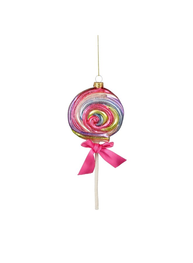 Disco ornament lolly glas roze