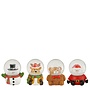 Decoratie waterbal kerstfiguur rood wit l.bruin bruin 4 assorti