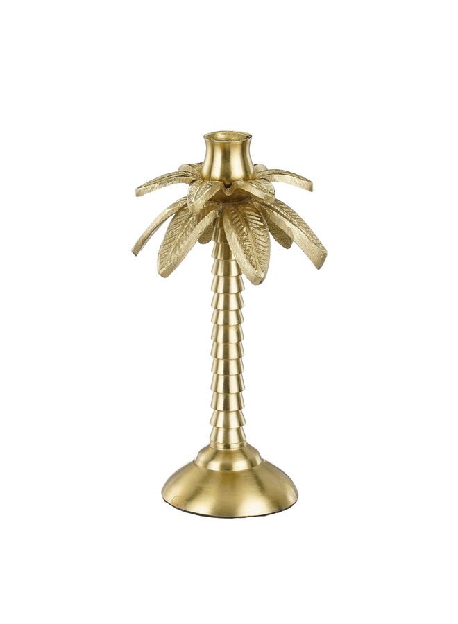 Kandelaar palmboom gerecycled aluminium goud