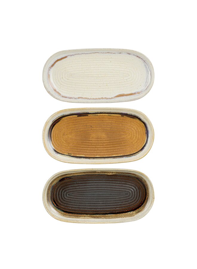 Ethan bord ovaal terra off white zwart 3 assorti