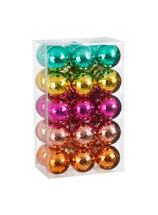 Bal onbreekbaar goud groen roze oranje fuchsia 30 stuks