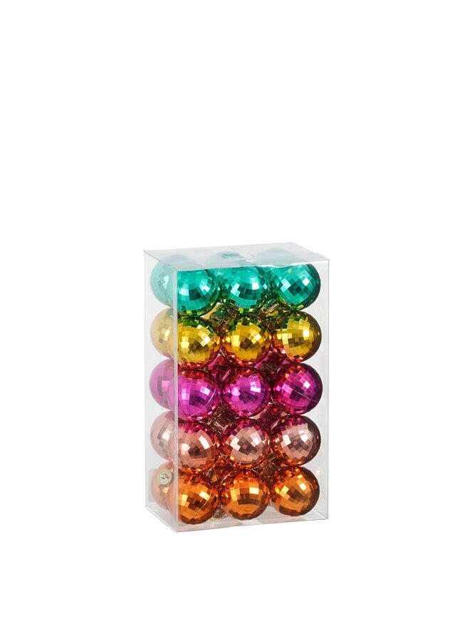 Bal onbreekbaar goud groen roze oranje fuchsia 30 stuks