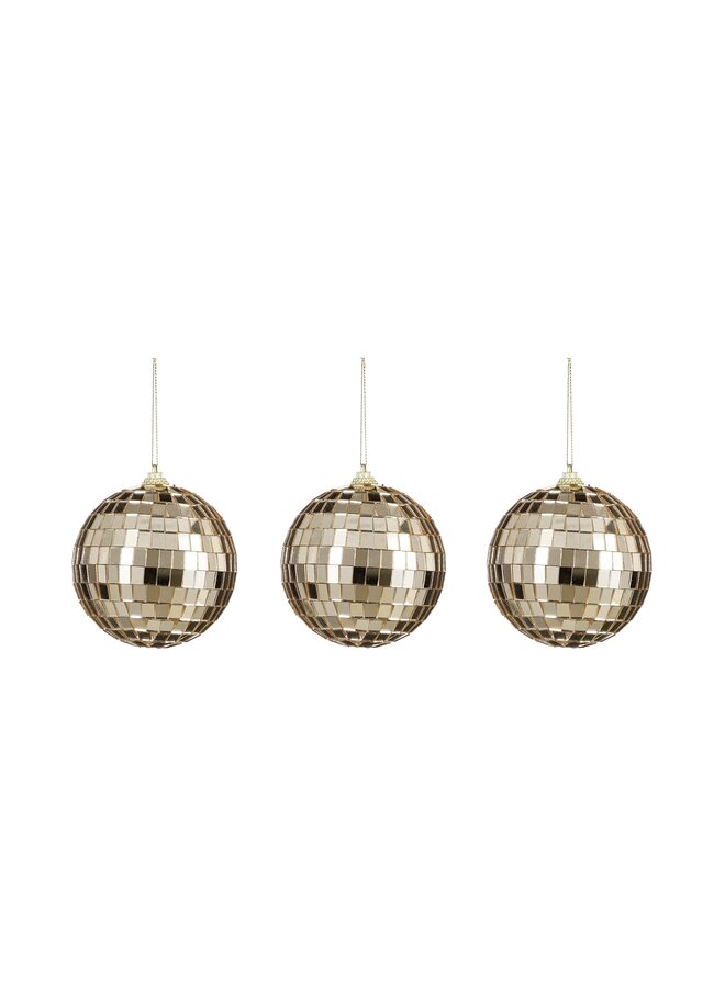 Ornament spiegel bal champagne 3 stuks