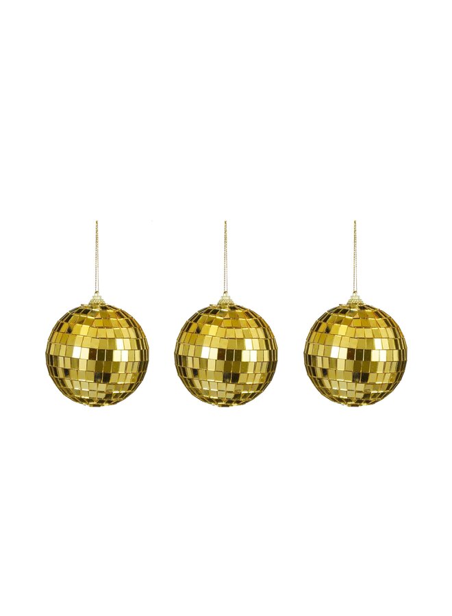 Ornament spiegel bal goud 3 stuks