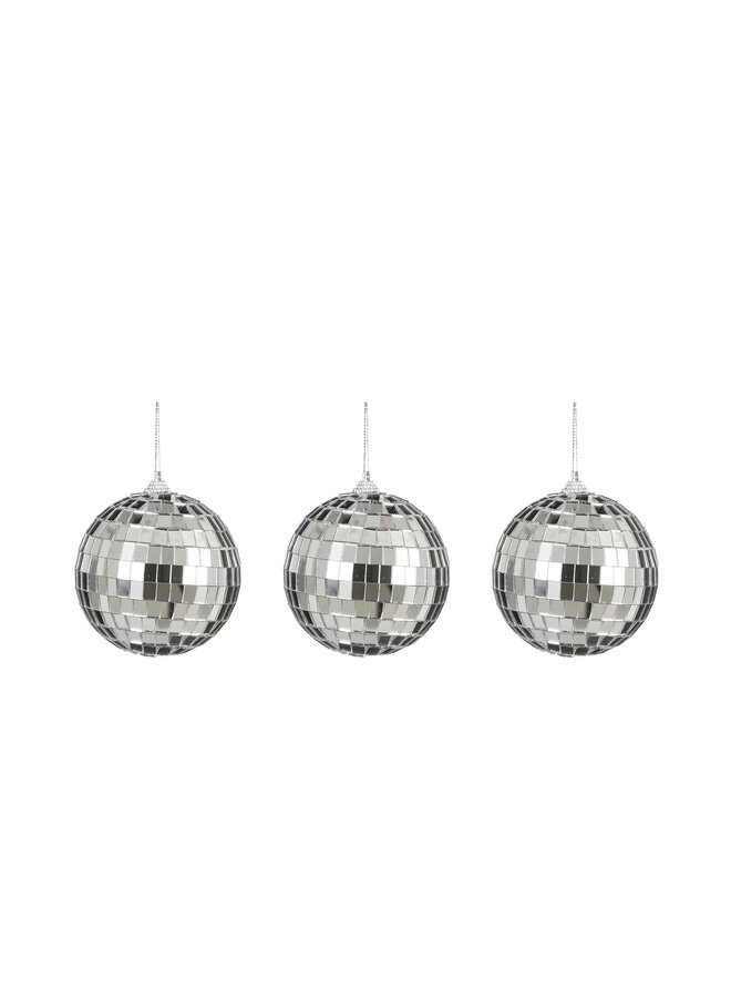 Ornament spiegel bal zilver 3 stuks