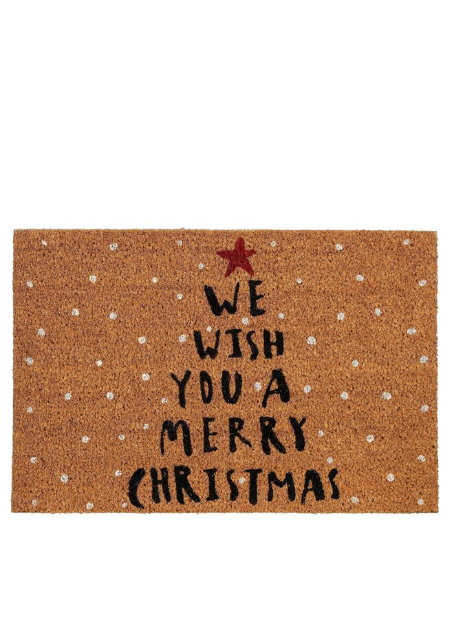Deurmat merry christmas bruin