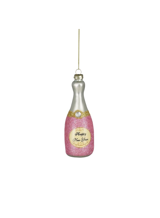 Ornament champagne bottle roze