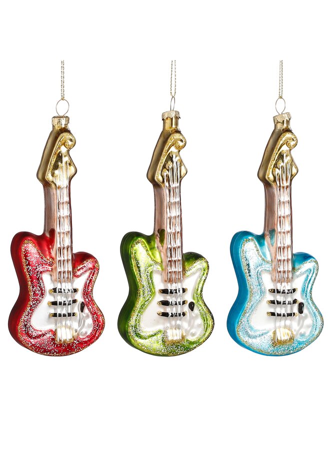 Ornament guitar rood blauw groen 3 assorti