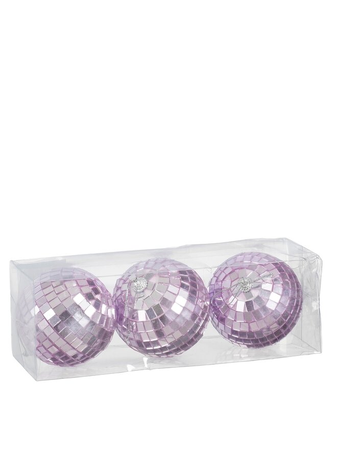 Ornament spiegelbal lila 3 stuks