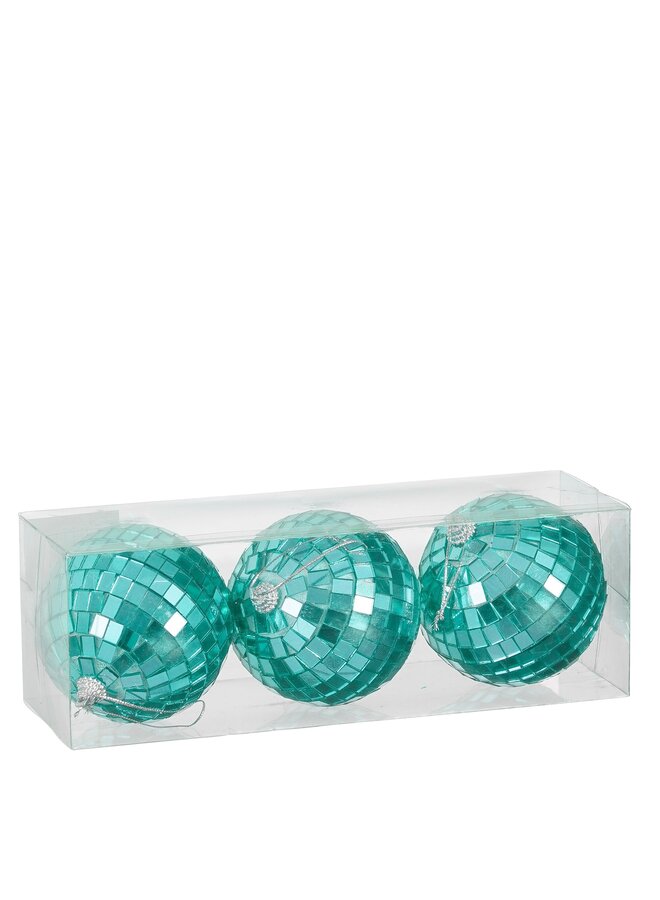 Ornament spiegelbal groen 3 stuks