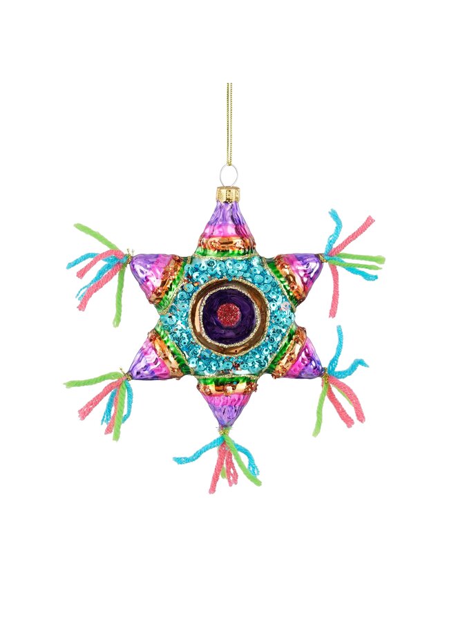Ornament ster pinata meerkleurig