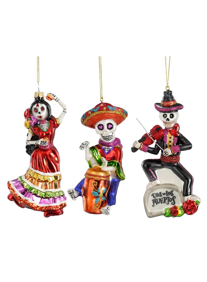 Ornament skeleton meerkleurig 3 assorti