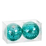 Ornament spiegelbal groen 2 stuks