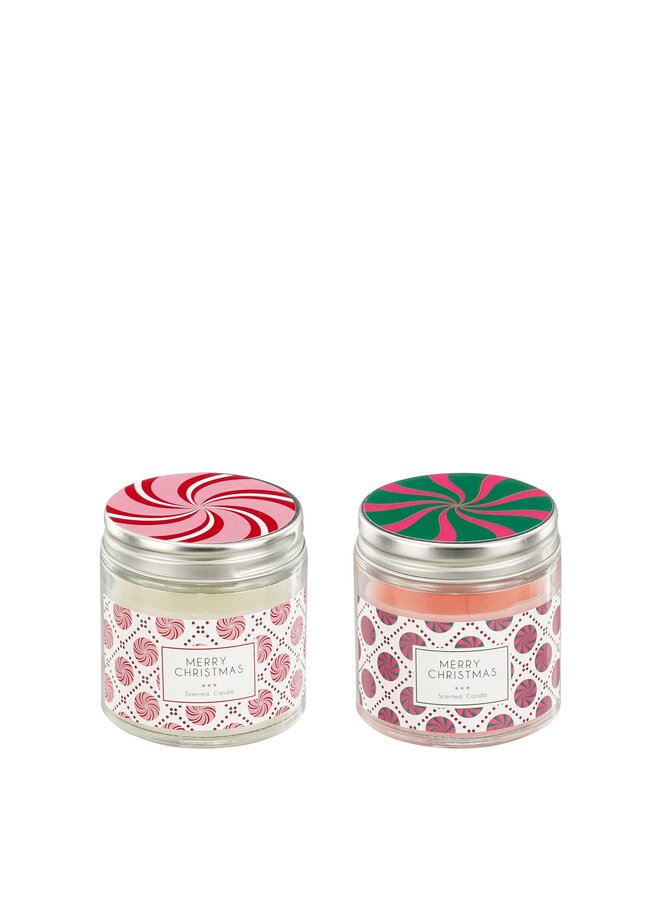 Geurkaars roze wit 2 assorti 36 stuks display