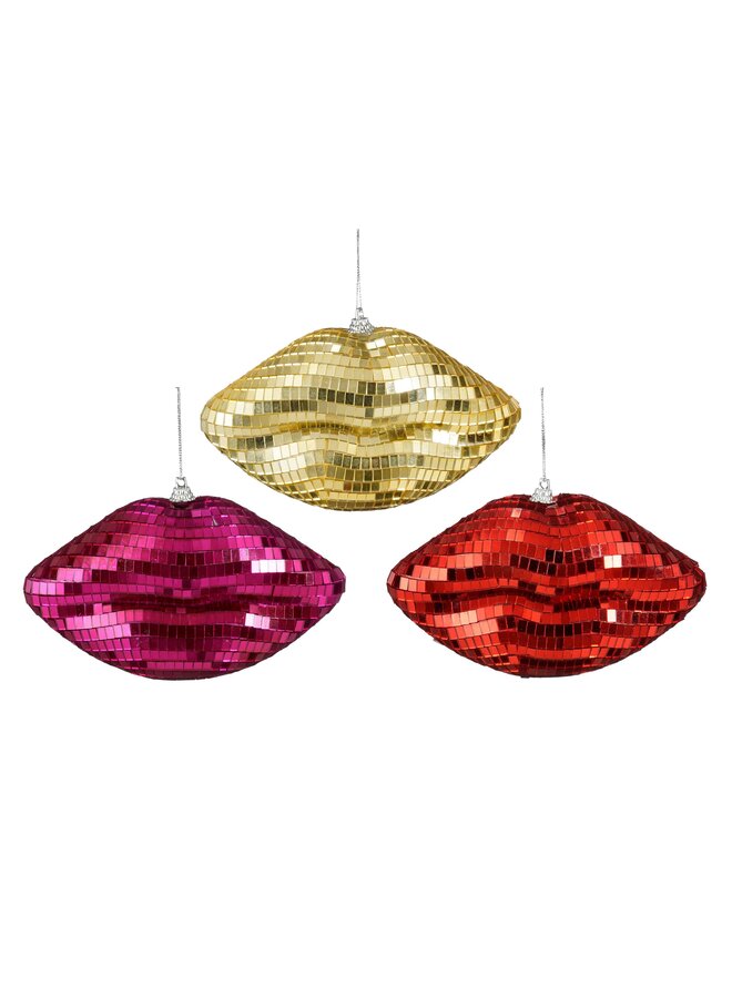 Ornament spiegel lippen rood champagne fuchsia 3 assorti