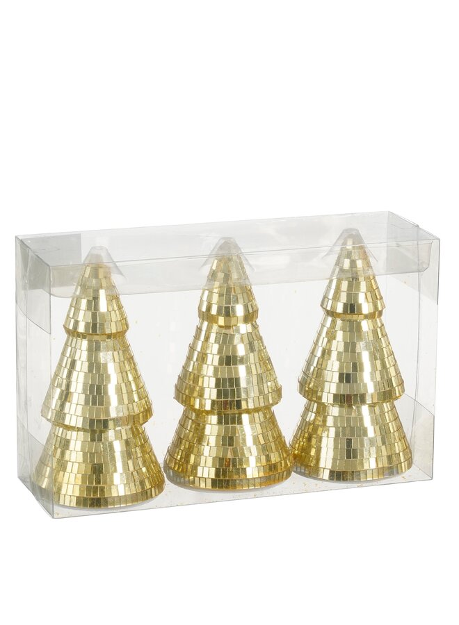 Ornament spiegel boom champagne 3 stuks