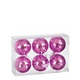 Ornament spiegelbal fuchsia 6 stuks