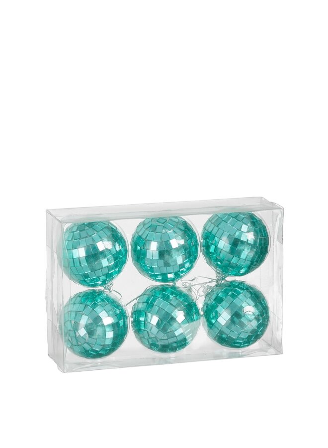 Ornament spiegelbal groen 6 stuks
