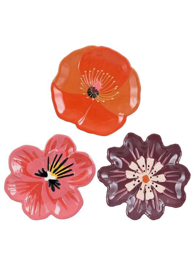 Elvira ontbijtbord paars roze oranje 3 assorti