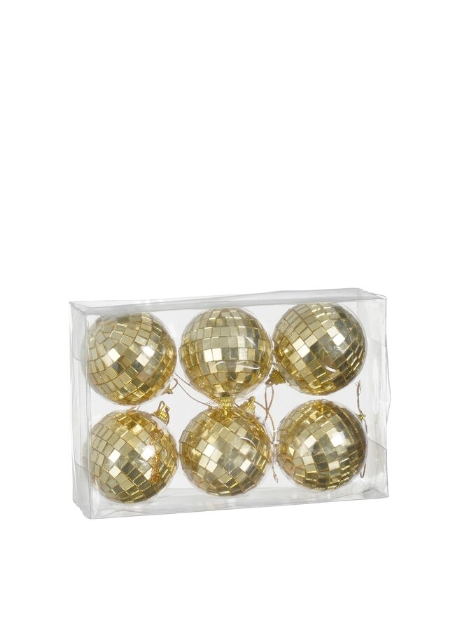 Ornament spiegelbal champagne 6 stuks