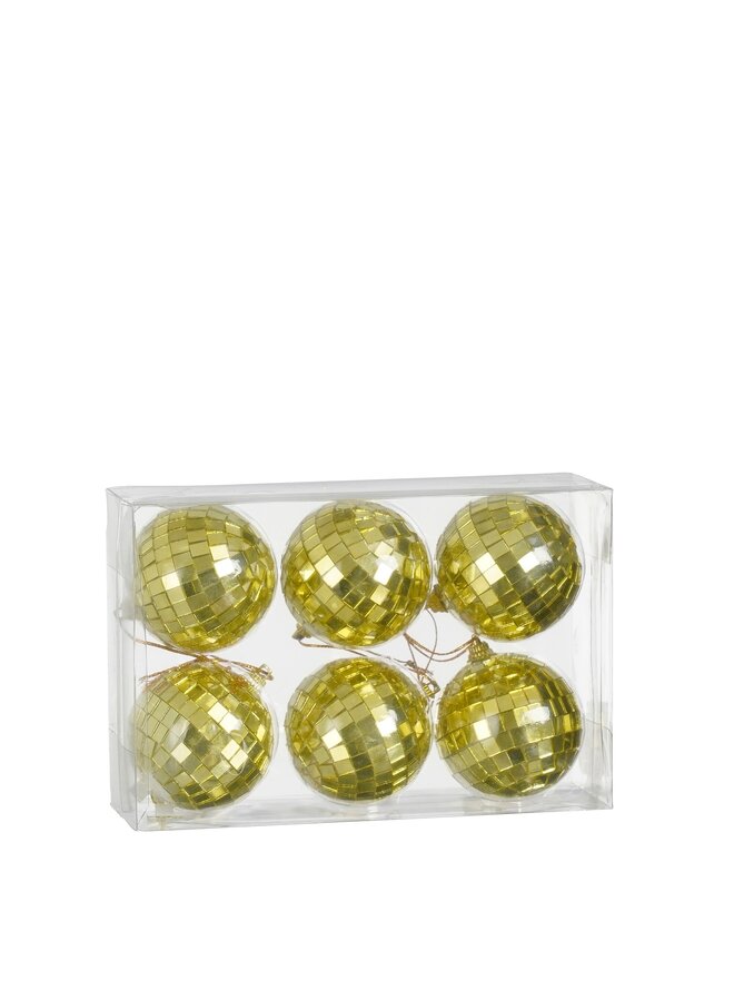 Ornament spiegelbal goud 6 stuks