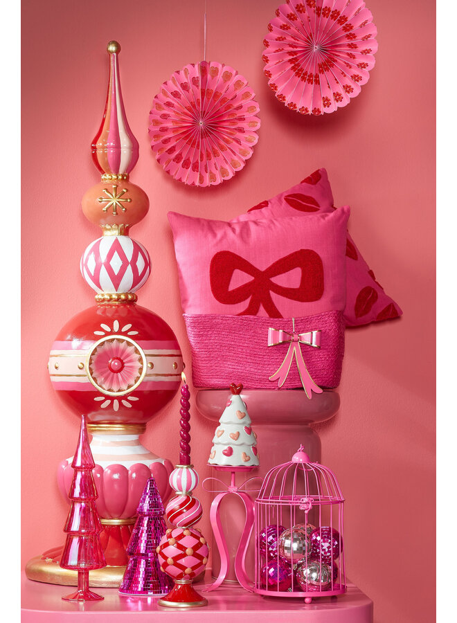 Ornament spiegelbal fuchsia 6 stuks