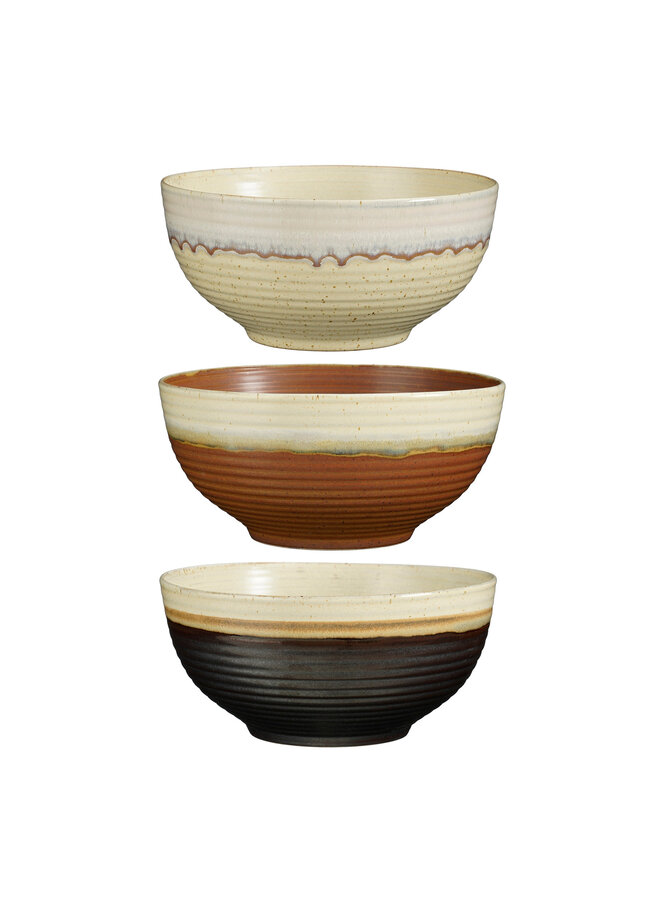 Ethan salad bowl terra off white black 3 assorted
