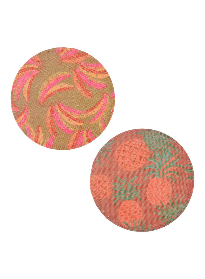 Placemat pink green 2 assorted